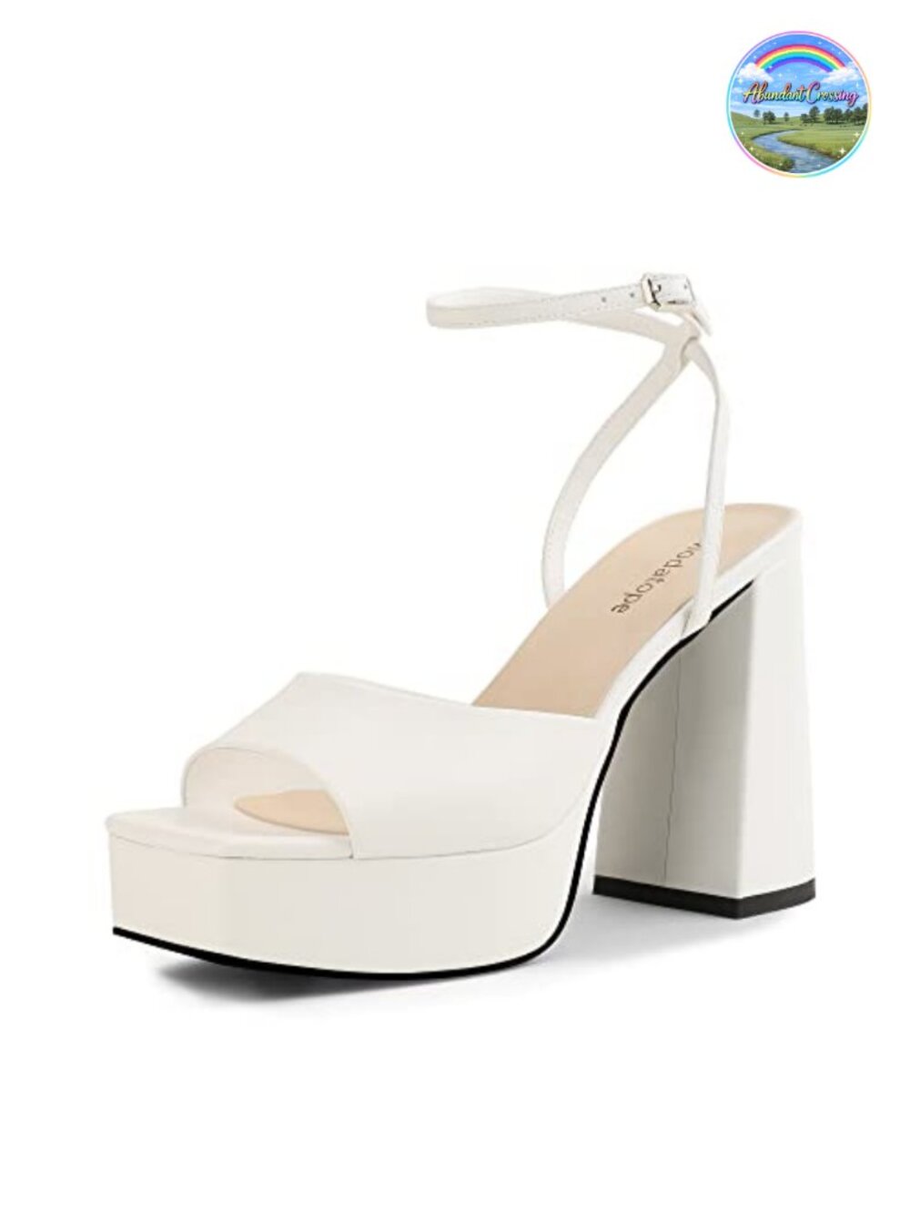 Chunky Heel Platform Sandals Women Open Toe Ankle Strap Faux Leather Padded